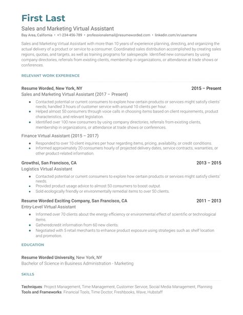 5 Virtual Assistant Resume Examples For 2023 Resume Worded 5 Virtual Assistant Resume Examples For 2023 Resume Worded