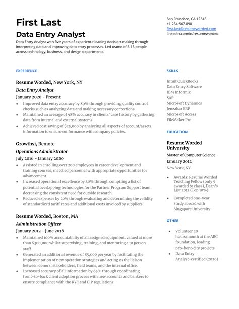8 Data Entry Resume Examples For 2025 Resume Worded 8 Data Entry Resume Examples For 2025 Resume Worded