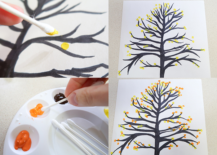 Autumn Tree Q Tip Painting Freebie By Kinder Doodles Tpt