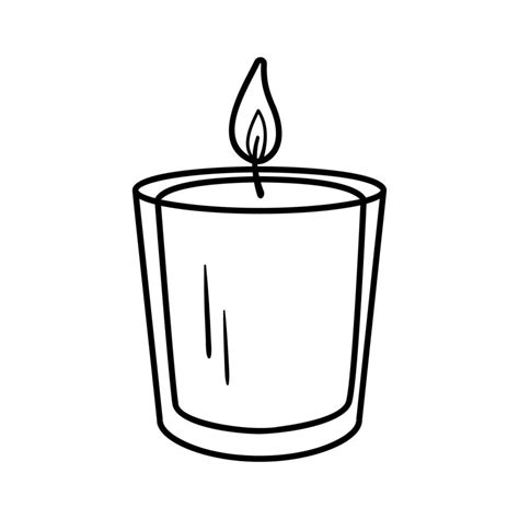 Candle Sketch In Glass Vector Burning Candle Doodle Isolated On White