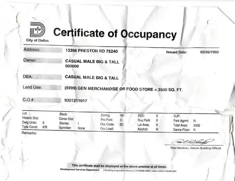 Dallas Certificate of Occupancy Requirements