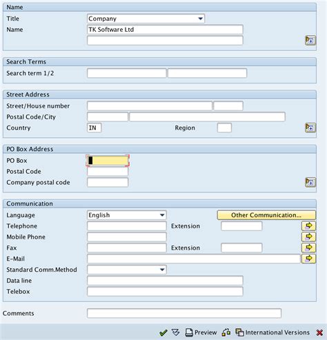 SAP Company Code Table