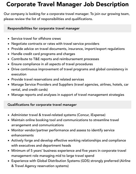Corporate Travel Manager Jobs Available Now