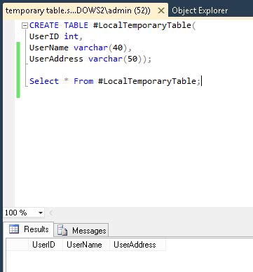 Create Temporary Table