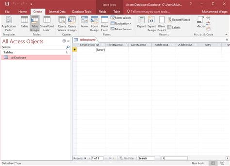 Creating Microsoft Access Tables Creating Microsoft Access Tables