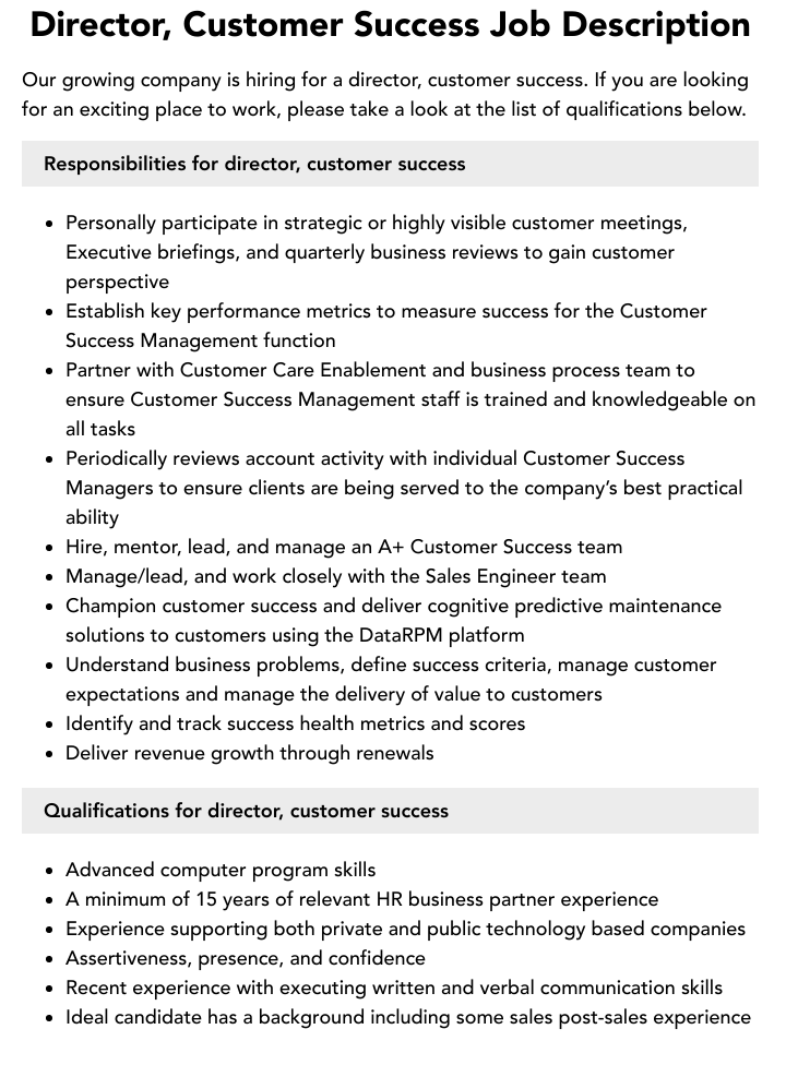 Customer Success Director Jobs Available Today