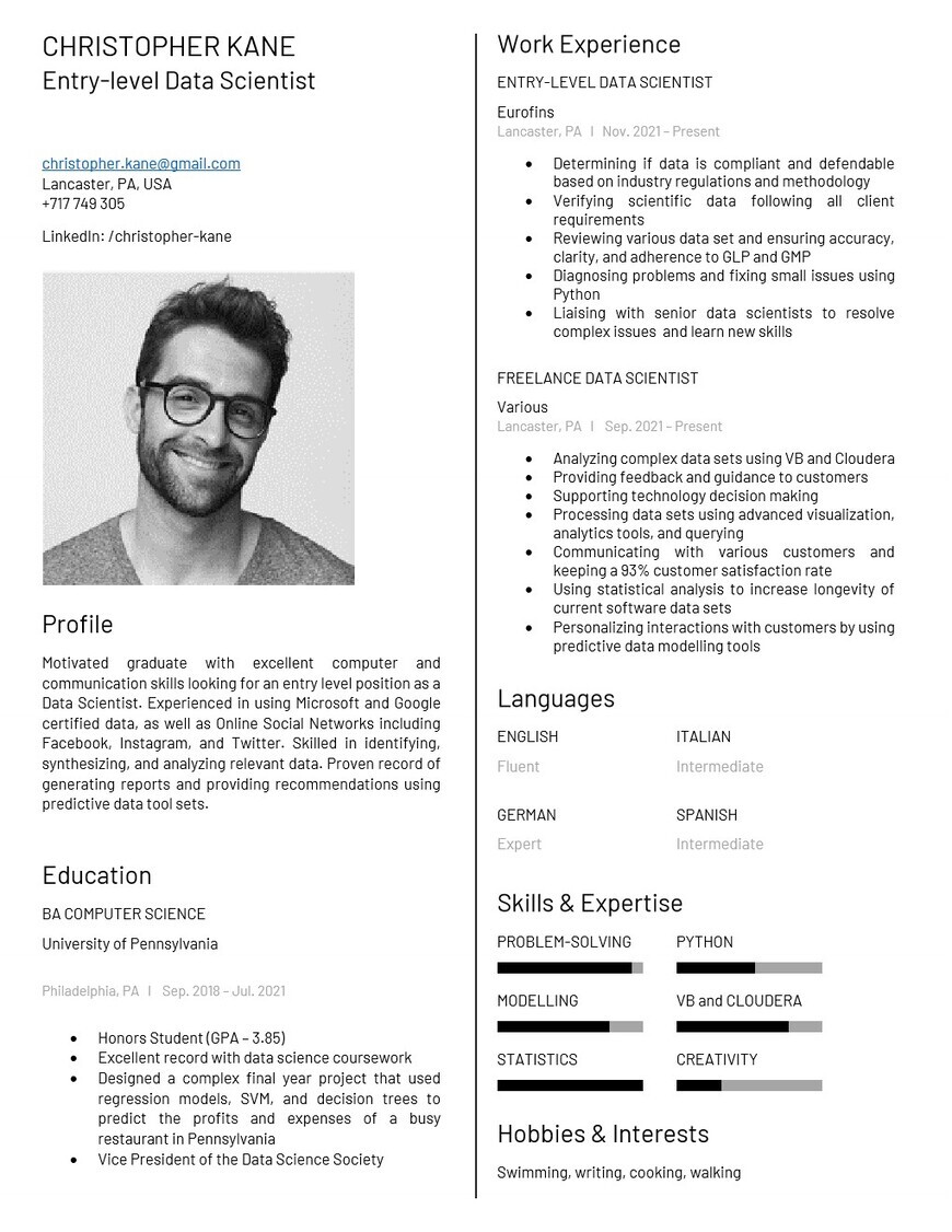 Data Scientist Resume Samples Guide For 2023 Scaler Topics