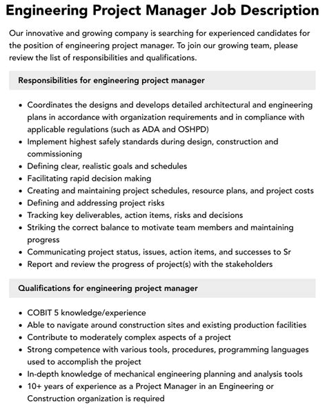 5 Engineering Project Manager Jobs