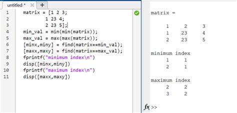 Find Indices Of Maximum And Minimum Value Of Matrix In Matlab Find Indices Of Maximum And Minimum Value Of Matrix In Matlab