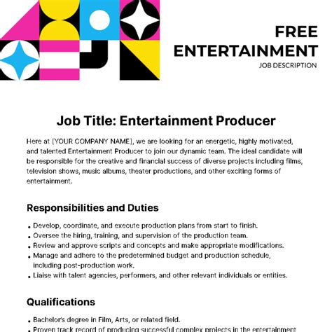 Free Entertainment Job Description Templates Examples Edit Online Free Entertainment Job Description Templates Examples Edit Online