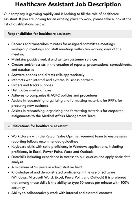 Healthcare Assistant Job Description Velvet Jobs Healthcare Assistant Job Description Velvet Jobs