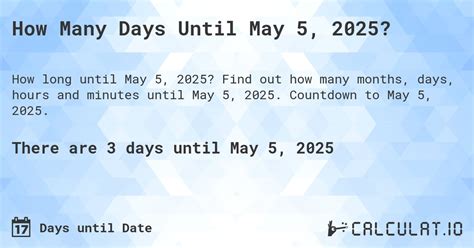 Days Until May 5 2025 Countdown