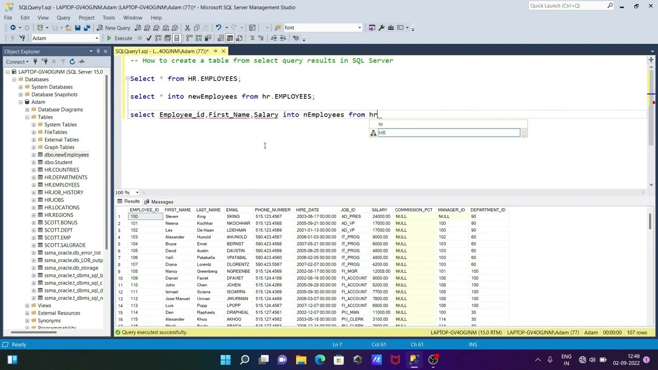 How To Create Table Using Select In Sql Server Youtube How To Create Table Using Select In Sql Server Youtube