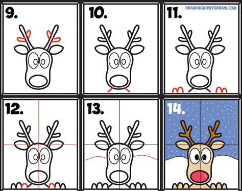 How To Draw Reindeers Step By Step Drawing Lesson Rudolph The Red How To Draw Reindeers Step By Step Drawing Lesson Rudolph The Red