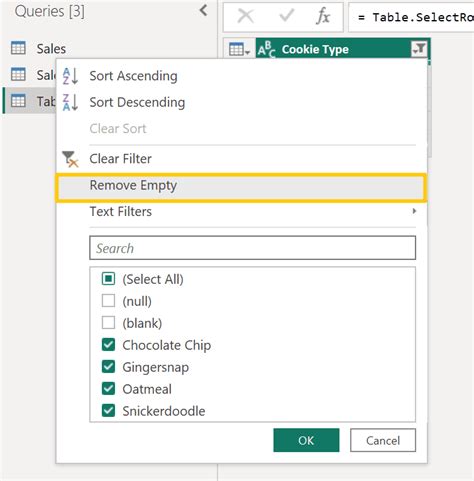 Remove Null Rows Power Query