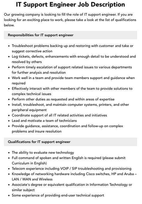 It Support Engineer Job Description Skills And Salary It Support Engineer Job Description Skills And Salary