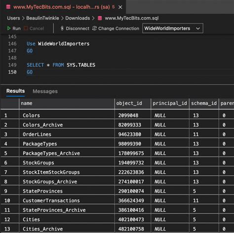5 SQL Table Lists