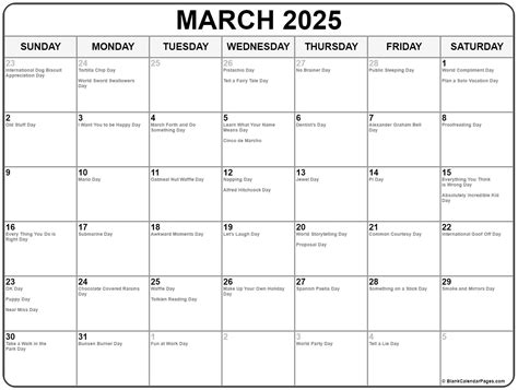 March Calendar 2025 Events And Holidays John M Fink