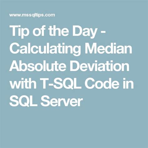 Median Absolute Deviation in SQL