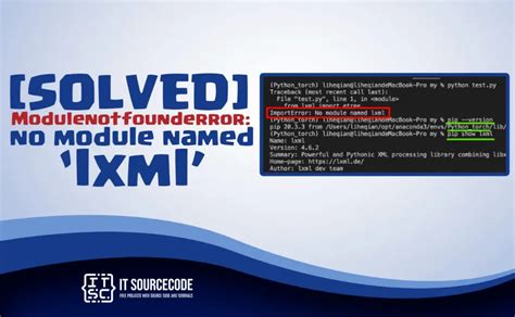 Fix Modulenotfounderror Lxml Error