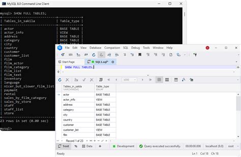 MySQL List of Tables