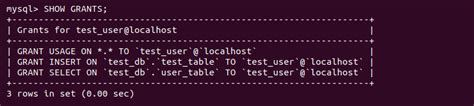 Show MySQL Grants for User