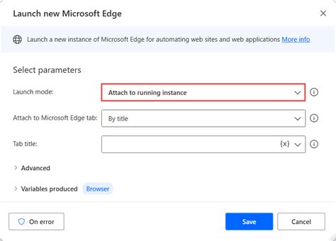 Attach Browser with Wildcard Rule Power Automate