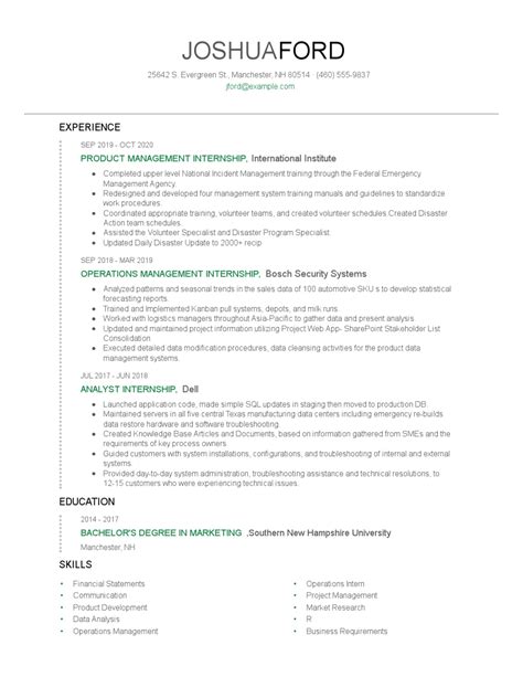 Product Management Internship Resume Examples And Tips Zippia Product Management Internship Resume Examples And Tips Zippia