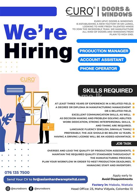 Production Manager At Euro Doors Windows Production Manager At Euro Doors Windows