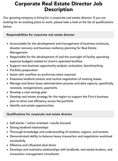 Real Estate Director Job Opportunities