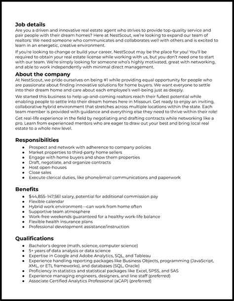 Real Estate Sales Manager Job Description