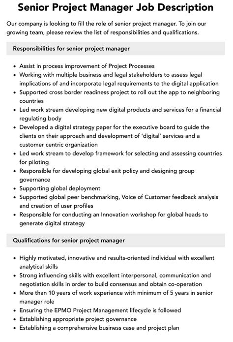 5 Senior Project Manager Vacancies
