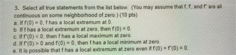 Solved Select All True Statements From The List Below Chegg Com Solved Select All True Statements From The List Below Chegg Com