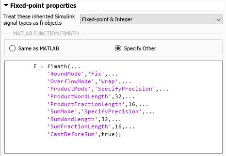Specify Fixed Point Math Properties In Matlab Function Block Matlab Specify Fixed Point Math Properties In Matlab Function Block Matlab