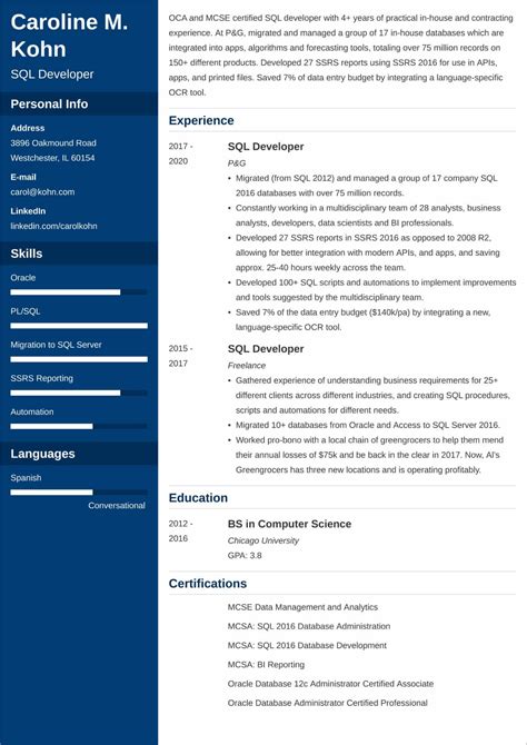 Sql Developer Cv Sample And 25 Writing Tips Sql Developer Cv Sample And 25 Writing Tips