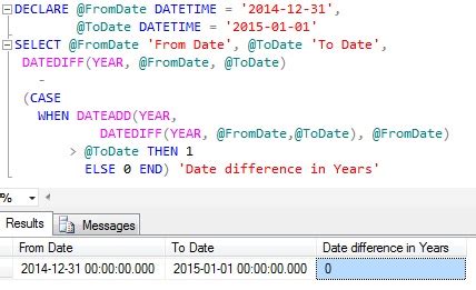 SQL Date Difference Calculation