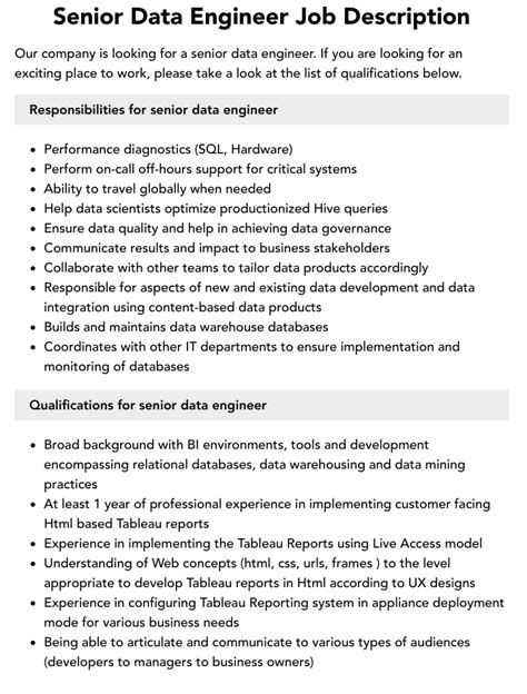 Sr Data Engineer Job Openings