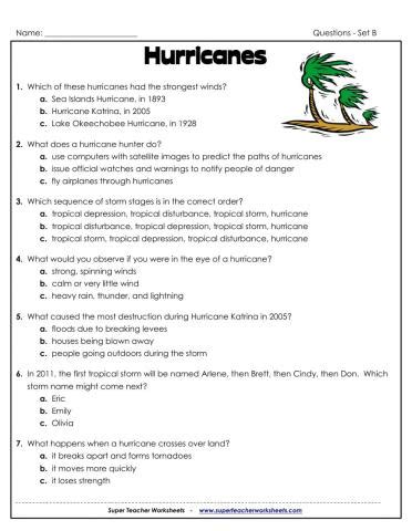 Super Teacher Worksheet Hurricanes Super Teacher Worksheet Hurricanes