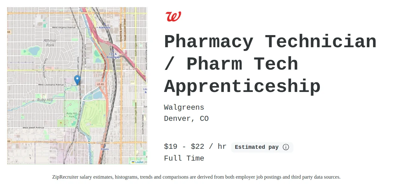 Walgreens Pharmacy Technician Pharm Tech Apprenticeship Job Denver